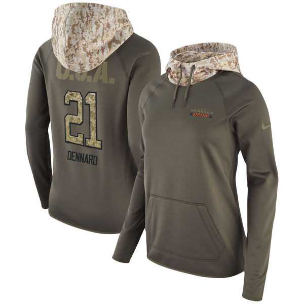 Women Nike Bengals 21 Darqueze Dennard Olive Salute To Service Pullover Hoodie